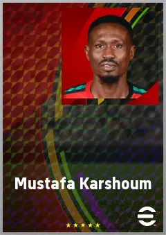 Mustafa Karshoum eFootball 2026 player card, 65 OVR CB