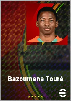 Bazoumana Touré eFootball 2026 player card, 72 OVR LWF