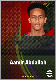 Aamir Abdallah eFootball 2026 player card, 63 OVR RWF