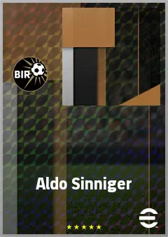 Aldo Sinniger eFootball 2026 player card, 69 OVR CF
