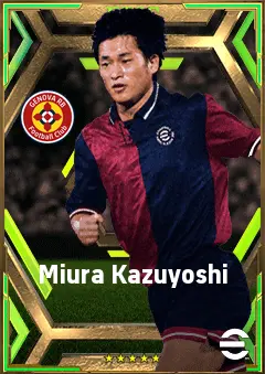 Miura Kazuyoshi eFootball 2026 player card, 77 OVR CF