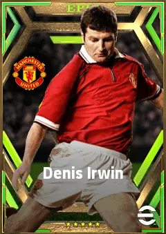 Denis Irwin eFootball 2026 player card, 82 OVR LB