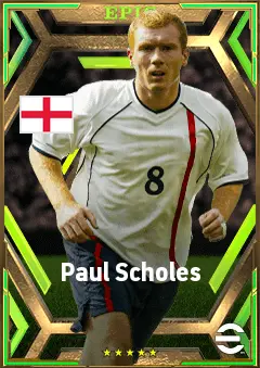 Paul Scholes eFootball 2026 player card, 82 OVR CMF