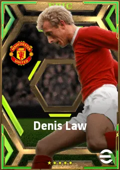 Denis Law eFootball 2026 player card, 83 OVR CF