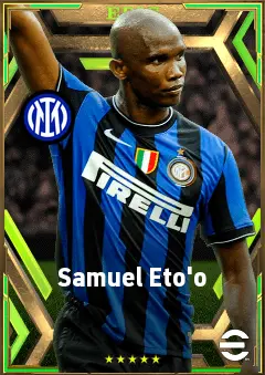 Samuel Eto'o eFootball 2026 player card, 83 OVR CF