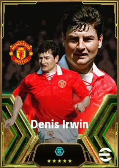 Denis Irwin eFootball 2026 player card, 83 OVR LB