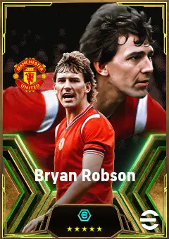 Bryan Robson eFootball 2026 player card, 83 OVR CMF