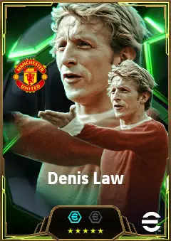 Denis Law eFootball 2026 player card, 86 OVR CF