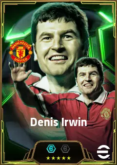 Denis Irwin eFootball 2026 player card, 82 OVR LB
