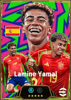 Lamine Yamal eFootball 2026 player card, 83 OVR RWF