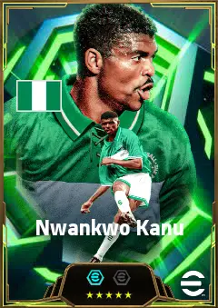 Nwankwo Kanu eFootball 2026 player card, 82 OVR CF