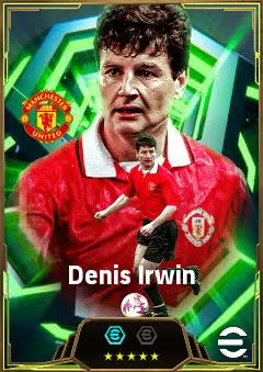 Denis Irwin eFootball 2026 player card, 85 OVR LB