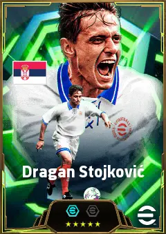Dragan Stojković eFootball 2026 player card, 86 OVR AMF