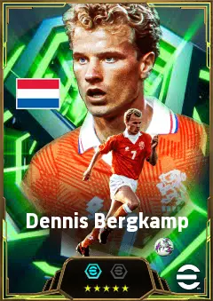 Dennis Bergkamp eFootball 2026 player card, 85 OVR AMF