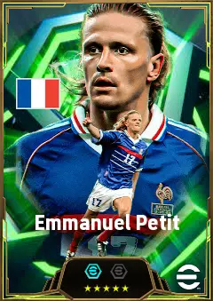 Emmanuel Petit eFootball 2026 player card, 86 OVR CMF