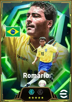 Romário eFootball 2026 player card, 87 OVR CF