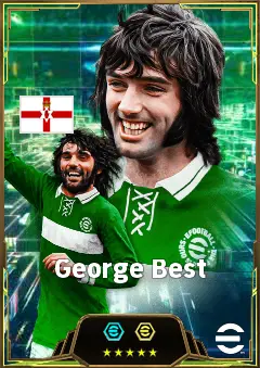 George Best eFootball 2026 player card, 89 OVR RWF