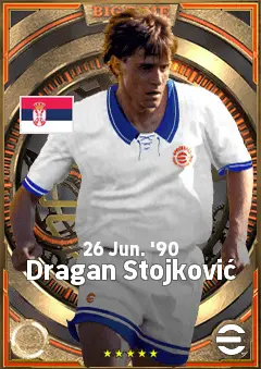 Dragan Stojković eFootball 2026 player card, 82 OVR AMF