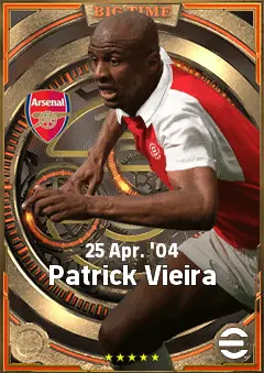 Patrick Vieira eFootball 2026 player card, 86 OVR DMF