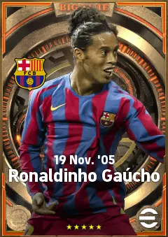 Ronaldinho Gaúcho eFootball 2026 player card, 86 OVR LWF