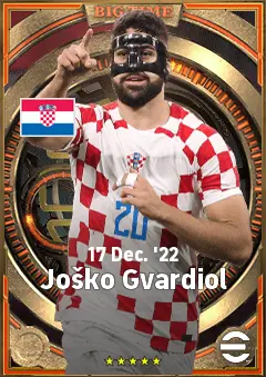 Joško Gvardiol eFootball 2026 player card, 83 OVR CB