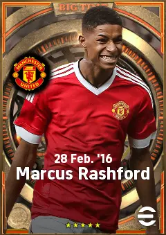 Marcus Rashford eFootball 2026 player card, 83 OVR CF