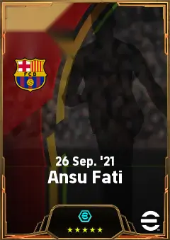 Ansu Fati eFootball 2026 player card, 84 OVR LWF