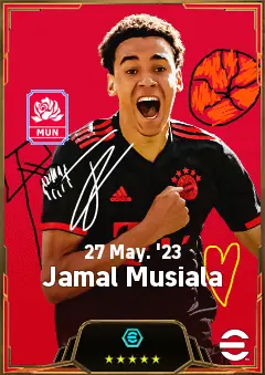 Jamal Musiala eFootball 2026 player card, 84 OVR AMF