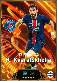 K. Kvaratskhelia eFootball 2026 player card, 85 OVR LWF