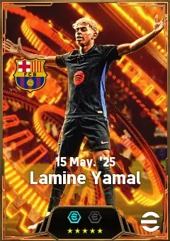 Lamine Yamal eFootball 2026 player card, 86 OVR RWF