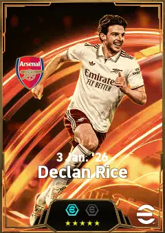Declan Rice eFootball 2026 player card, 86 OVR CMF