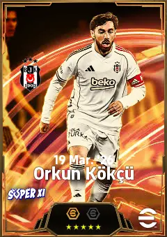 Orkun Kökçü eFootball 2026 player card, 84 OVR CMF
