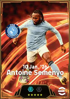 Antoine Semenyo eFootball 2026 player card, 86 OVR LMF