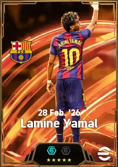 Lamine Yamal eFootball 2026 player card, 87 OVR RWF