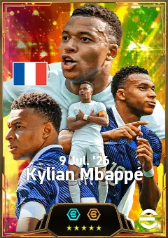 Kylian Mbappé eFootball 2026 player card, 87 OVR CF